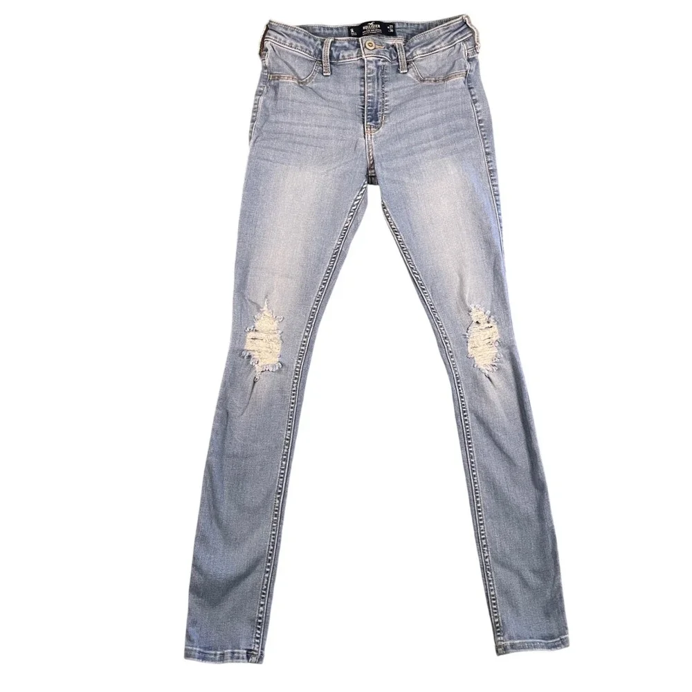 Hollister‎ Mid-Rise Jean Legging Size 5L Distressed Jegging Stretch Denim Preppy